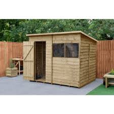 Forest Overlap Pent Shed 8x6ft Treated
