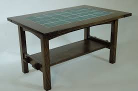 white oak and tile coffee table