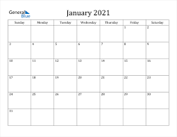 Download pritnable january calendar template to print it out at home or upload to goodnotes. January 2021 Calendar Pdf Word Excel