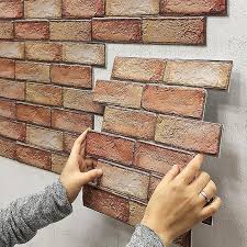 5pcs 3d Tile Brick Wall Sticker Self