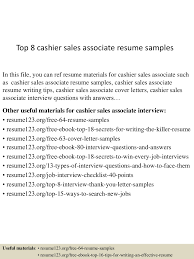 Top 8 Cashier Sales Associate Resume Samples