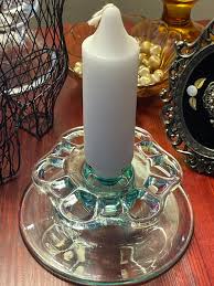 Vintage Lt Pale Green Glass Candle