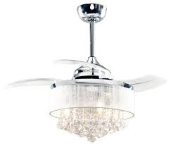 36 Inch Chrome Crystal Ceiling Fan With