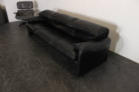 black leather maralunga sofa by vico