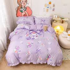 4pcs Cute Kuromi Purple Duvet Cover