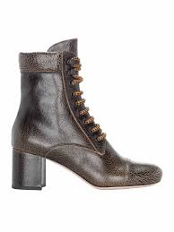 Best Price On The Market At Italist Miu Miu Miu Miu Leather Cracked Laced Boots