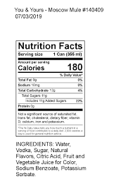 you yours nutrition facts
