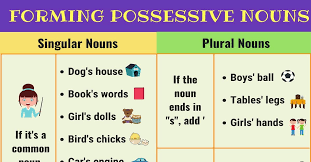 Possessive Nouns Useful Rules Examples 7 E S L