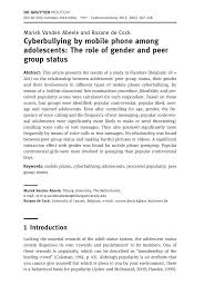 This paper discusses the issue of cyberbullying in our society. Pdf Cyberbullying By Mobile Phone Among Adolescents The Role Of Gender And Peer Group Status