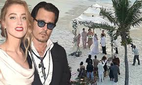 Click image to close this window. Inside Johnny Depp And Amber Heard S Island Wedding On A Beach In The Bahamas Daily Mail Online