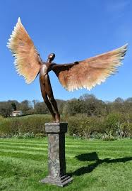 Bronze Flying Winged Boy Garden Statue