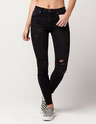 Rsq Manhattan High Rise Womens Ripped Skinny Jeans Black