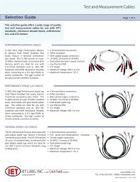 Selection Guide Test And Measurement Cables
