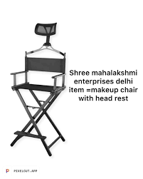 black aluminium makeup chair with headrest