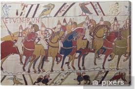 Der teppich von bayeux zeigt in bildern die ereignisse, die zur normannischen eroberung des angelsächsischen englands durch wilhelm den eroberer, herzog der normandie, und seinen sieg über könig harald godwinson in der schlacht von hastings im jahr 1066 n. Leinwandbild Teppich Von Bayeux Normannischen Invasion Von England Pixers Wir Leben Um Zu Verandern