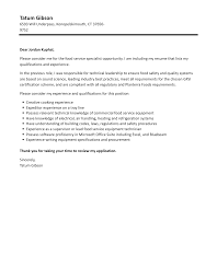food service specialist cover letter