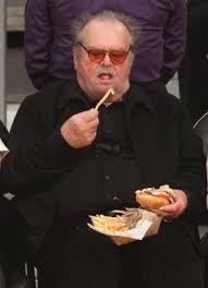 So gentlemen, that's how it is. Jack Nicholson Tucks Into A Burger And Chips Courtside At The La Lakers