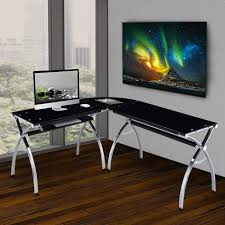 This is a review for the walker edison corner desk. New L Shaped Desk Office Computer Glass Corner Desk With Keyboard Tray Furniture Com Desks Home Office Furniture