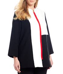 Ic Collection Plus Size Colorblock Zip Front Jacket