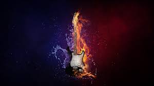 flaming guitar desktop background