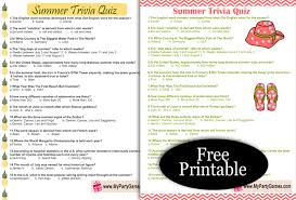 Perhaps it was the unique r. Free Printable Summer Trivia Quiz