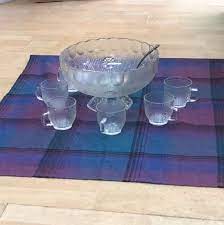 Buy Vintage Glass Punch Bowl With 6