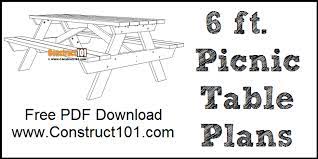 6 Foot Picnic Table Plans Diy
