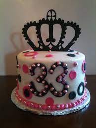 33rd Birthday Cake Buttercream Icing With Fondant Details Paper Crown  gambar png