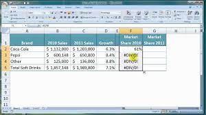 how to calculate market share in excel