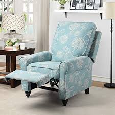 It features power recliners that are controlled on the sides of the chairs, as well as adjustable recliners and headrests. Amazon Com Bingtoo Manual Recliner Chair Push Back Arm Chair Recliner For Ladies Single Sofa Home Theater Seating For Small Spaces Comfortable Bedroom Living Room Chair Reclining Sofa Modern Fabric Blue Kitchen