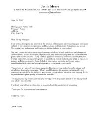 Sample Elementary Education Internship Cover Letter Copycat Violence