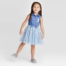 Toddler Girls Disney Frozen Elsa Chambray Sleeveless Dress Light Blue Target
