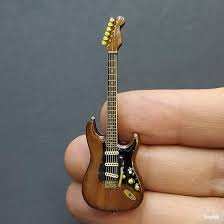 miniature wood color guitar lapel pin