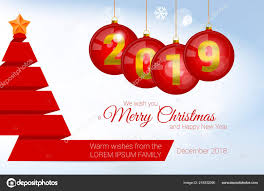 2019 Vector Christmas Greeting Card Template Merry