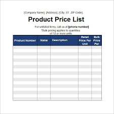 Sample Price List Template 5 Documents Download In Pdf Word Excel