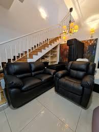 cellini genuine leather twin sofa set