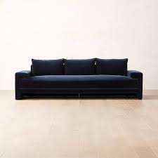 camden ink blue modern velvet sofa