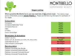 Montibello Vegan Friendly List Absolute Beauty Ltd