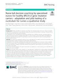 (PDF) Nurse-led decision coaching by specialized nurses for healthy BRCA1/2  gene mutation carriers - adaptation and pilot testing of a curriculum for  nurses: a qualitative study