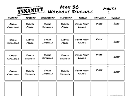 insanity max 30 print a workout calendar