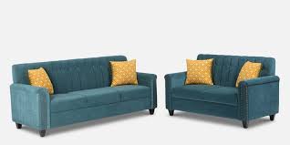 elora fabric sofa set in teal green