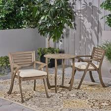 Outdoor Bistro Set With Cream Cushions