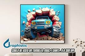 Monster Truck 3d Smashed Wall Art 23