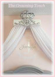 Silver White Bed Crown Canopy Princess