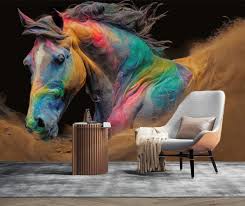 3d Colored Horse E3867 Wallpaper Mural