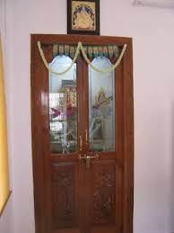 Wood Door With Glass For Pooja Room