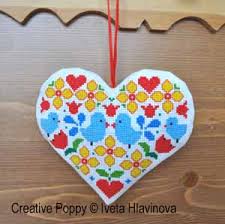 Bluebirds Heart Cross Stitch Pattern By Iveta Hlavinova