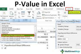 calculate p value in excel t test
