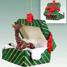 giraffe gift box christmas ornament