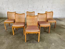 Seat cushion 20 inches x 19 inches. Vintage Curved Cane Back Dining Chairs Set Of 6 Vinterior